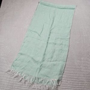 Puro Lino Women Italian Scarf Shawl Fringed Scarf Mint/White